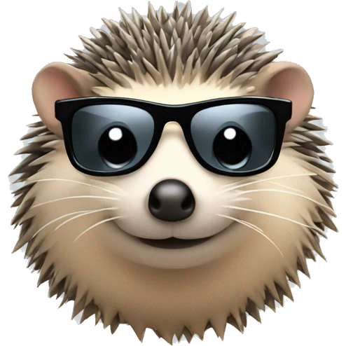 Hedgehog with black glasses emoji