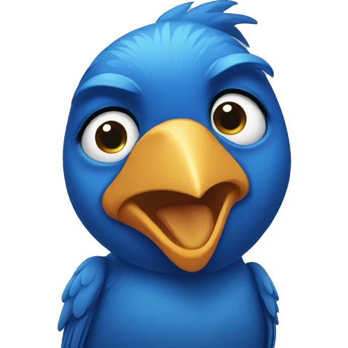 Blue bird raising eyebrow  emoji