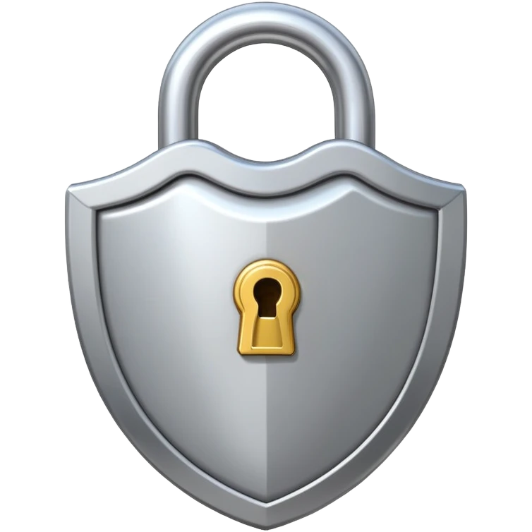 security shield with a padlock on top, cartoonish style emoji