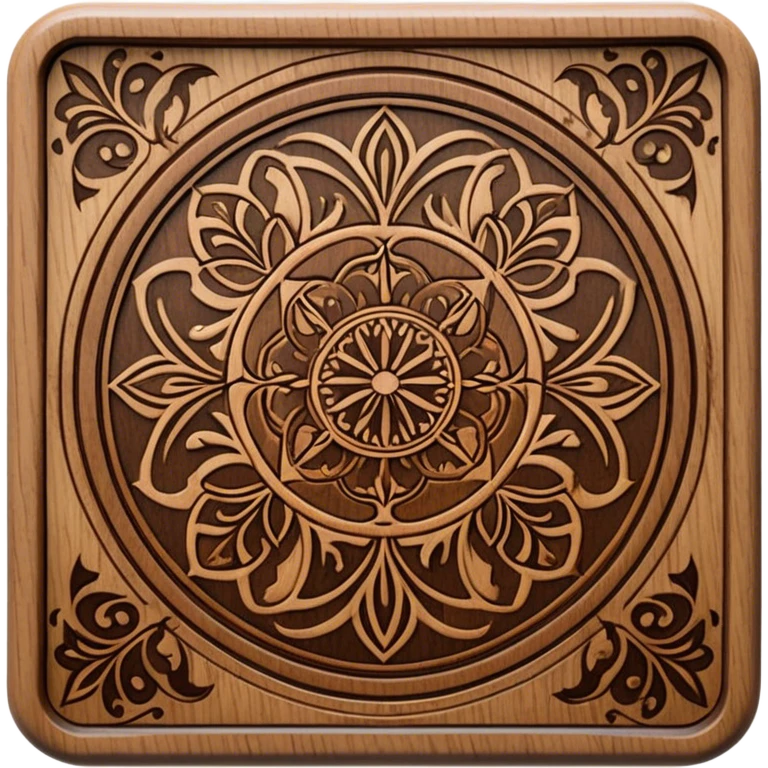 Pyrography icon, large wooden surface with detailed burn marks, intricate patterns etched into wood using a soldering iron, no flames or smoke, minimalistic style, clean lines, transparent background. emoji