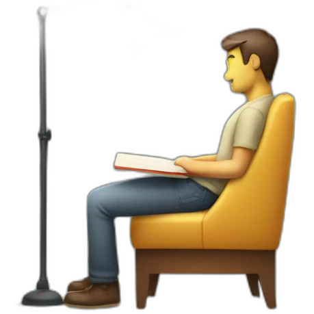 productiv man seat on chair with book emoji