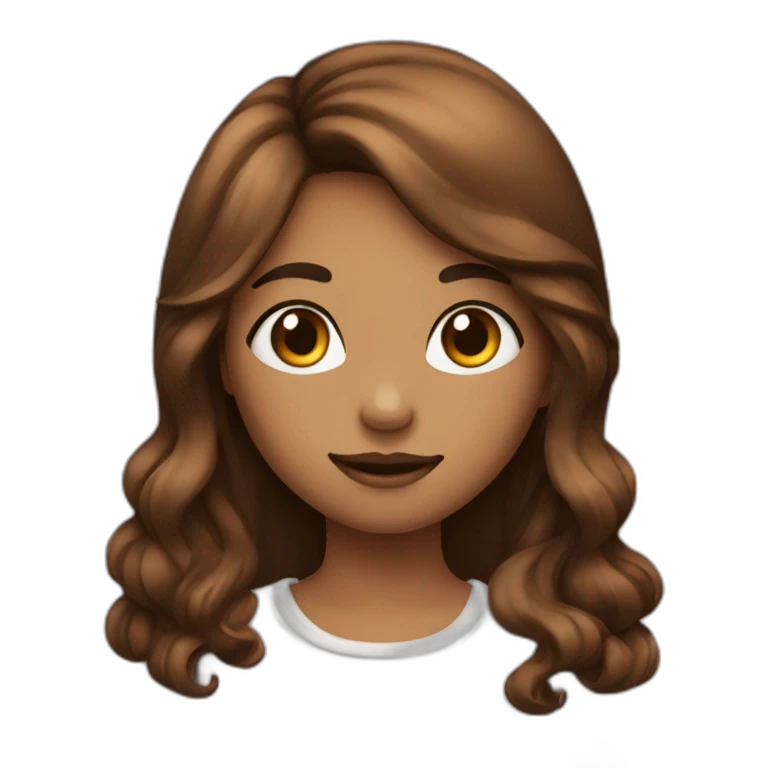 Fille avec longs cheveux marron et yeux marrons emoji