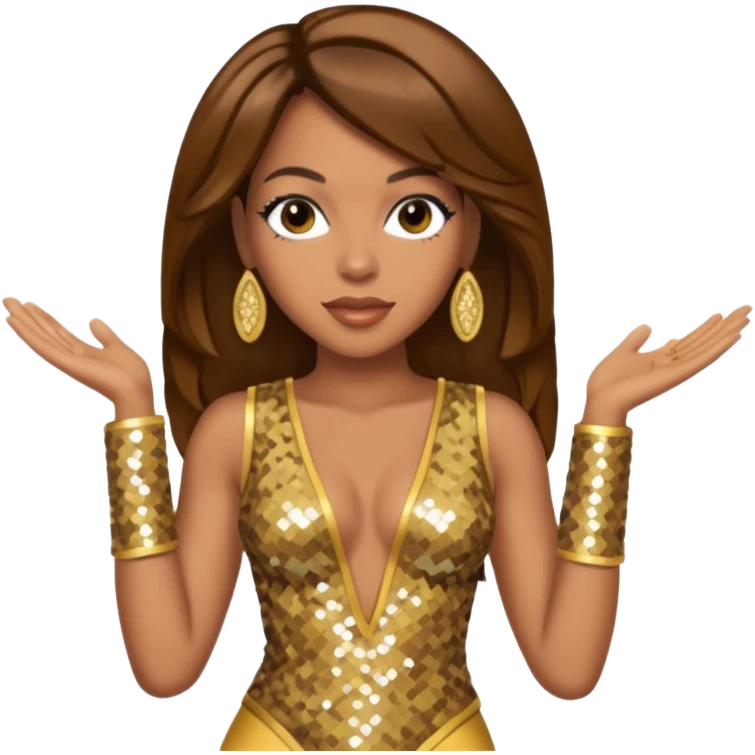 Farrah Franklin from Destiny's Child with brown hair, gold sequin outfit emoji