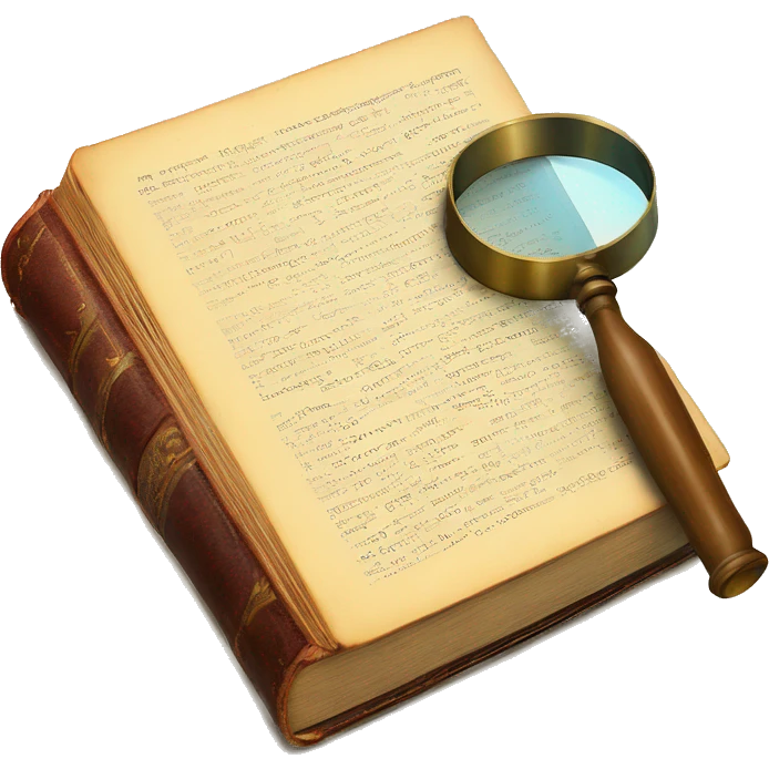 vintage book with magnifying glass emoji