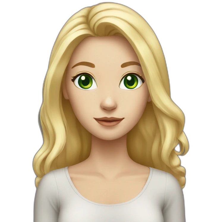 Cat female blonde long hair green eyes emoji
