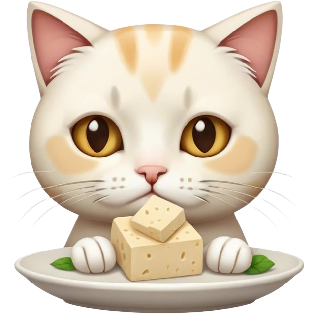 Sad cat eating tofu eating tofu emoji