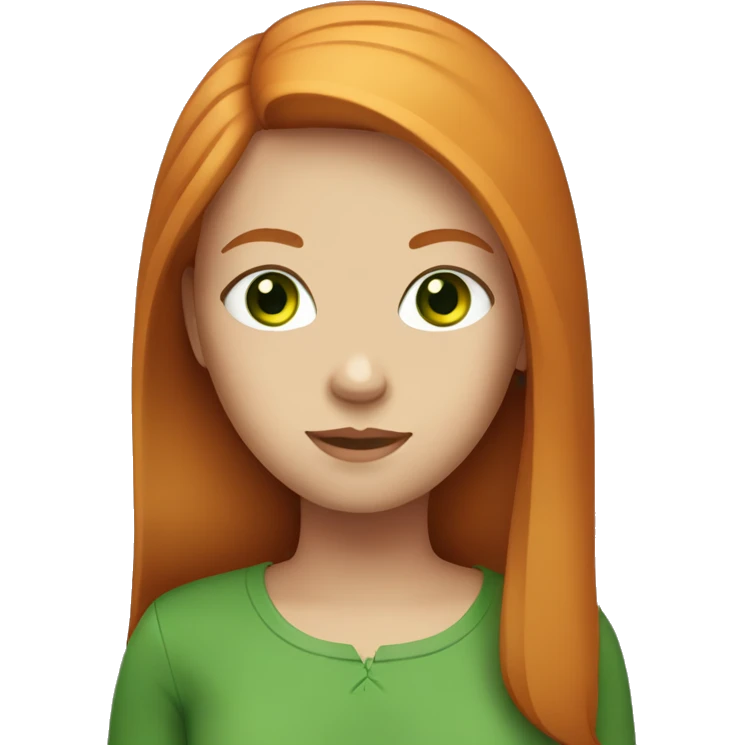 Girl with straight ginger hair and green eyes emoji