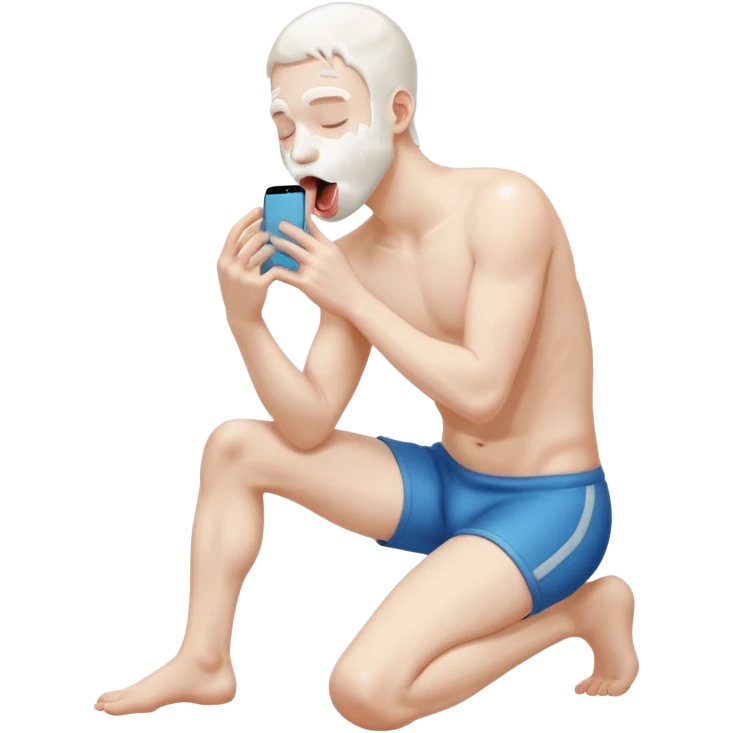 Make a person on their knees, legs back tongue out covered in white stuff on his face. Make it a man. emoji