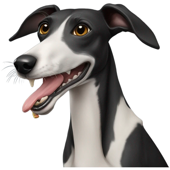 Black greyhound with lamb toy in mouth emoji