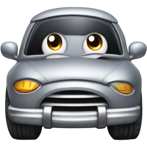 Metal cute mad Kirby Gray ball driving on car wheels with mad eyebrows game emoji