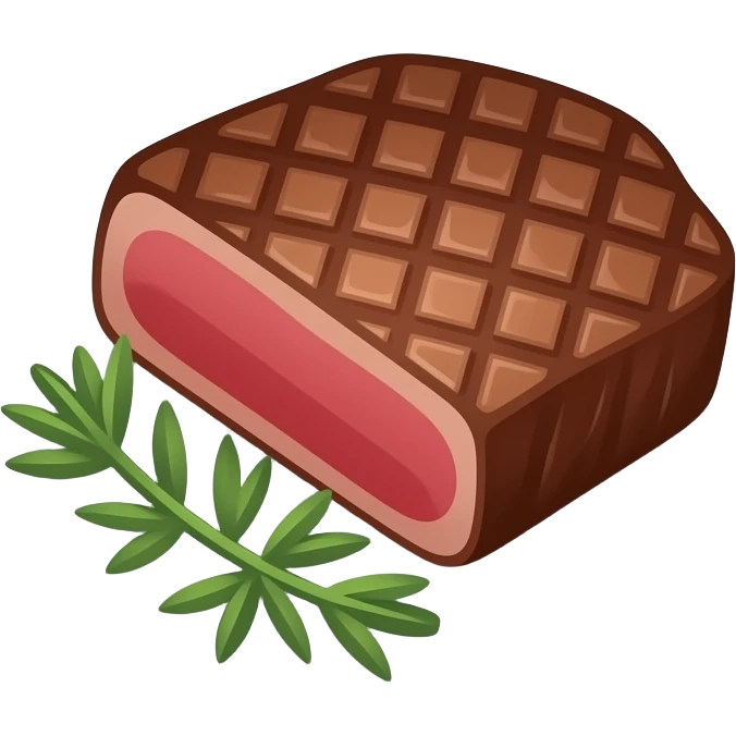 medidum rare Steak on a plate emoji