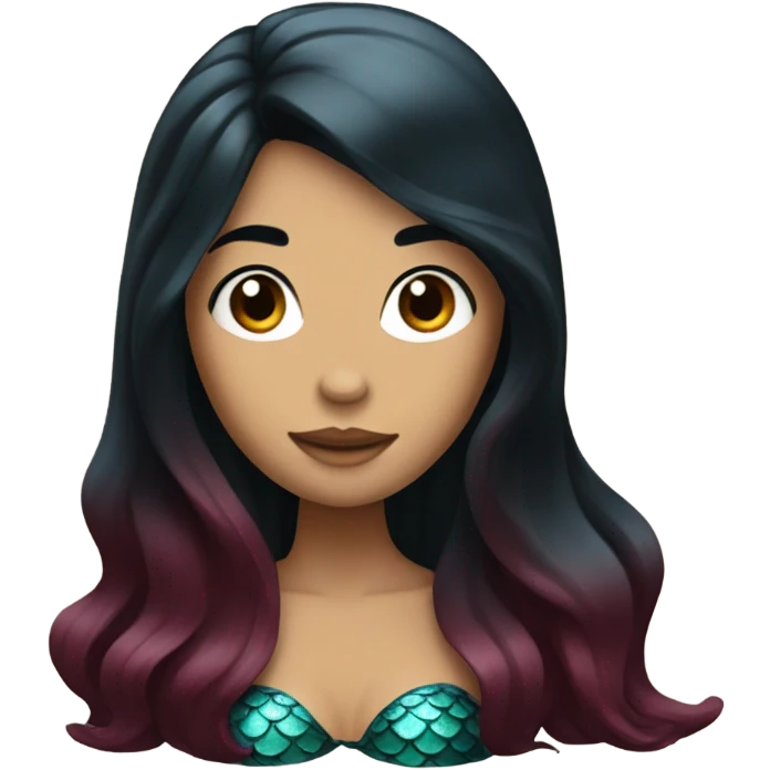 Mermaid with black hair and maroon fin emoji