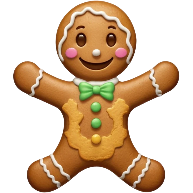 Gingerbread Man with icing smile emoji