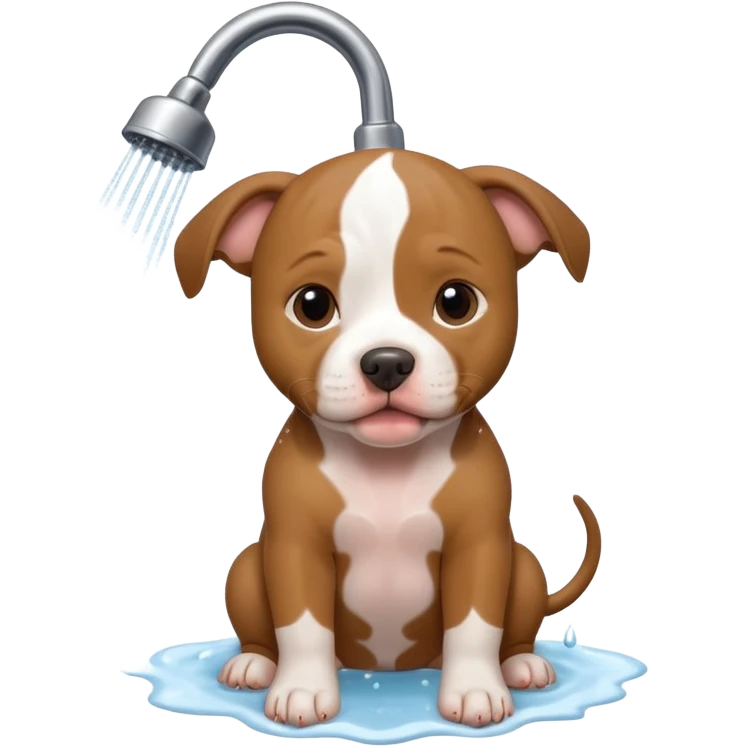 Pitbull puppy in the shower ￼ emoji