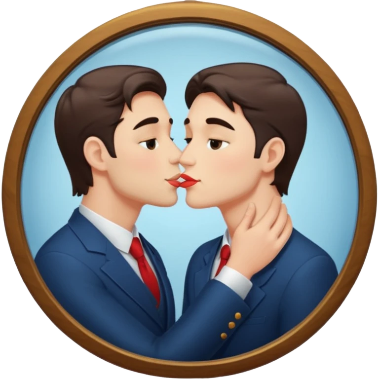 Narcissist fully dressed man looking in a mirror and kissing his reflection  emoji