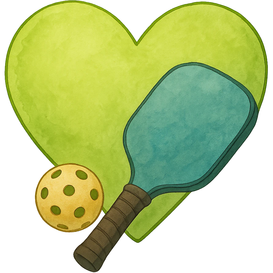 ghibli style lime green heart with pickleball paddle and ball emoji