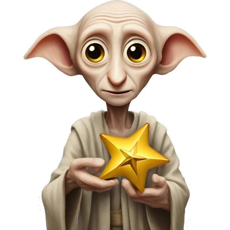 Dobby holds a golden star in his hand emoji