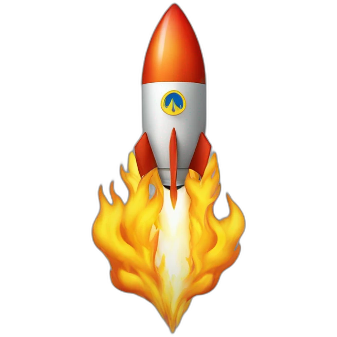 rocket with flame shaped as Ukrainian trident emoji