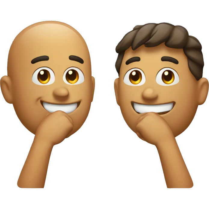 Emoji holding hands up while Looking to the right with a slight grin  emoji
