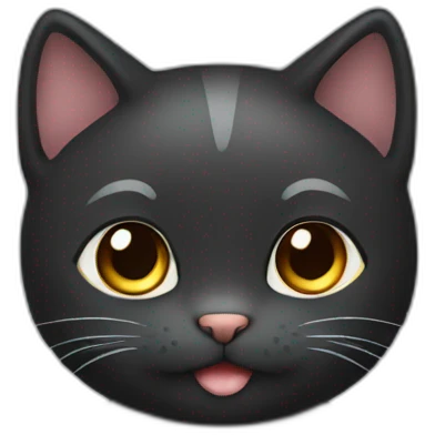 Cute cat dark color emoji