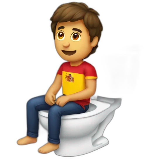 spanish guy with flag sitting on toilet emoji