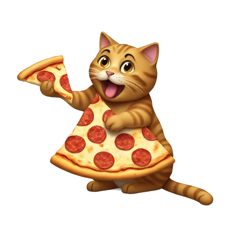 Cat eating pizza emoji