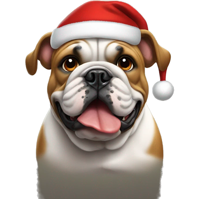 bulldog with Santa hat emoji