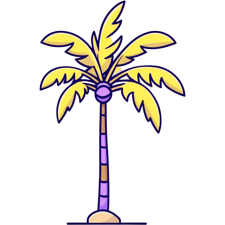 palm tree with pastel yellow trunk and pastel lavender leaves emoji