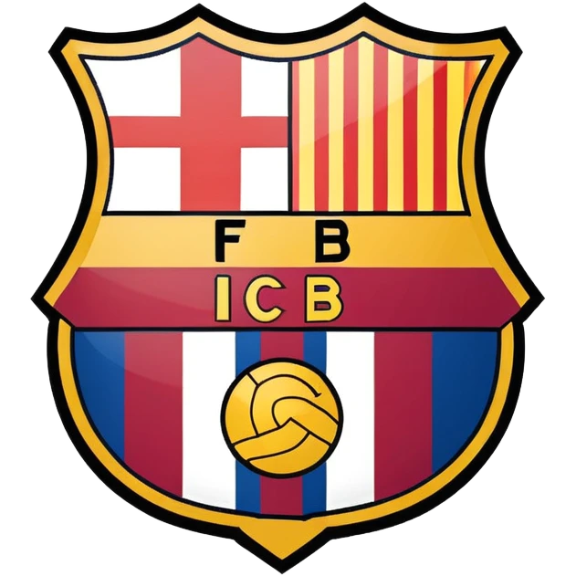 FC Barcelona logo, shield with blue and red stripes, football club emblem emoji
