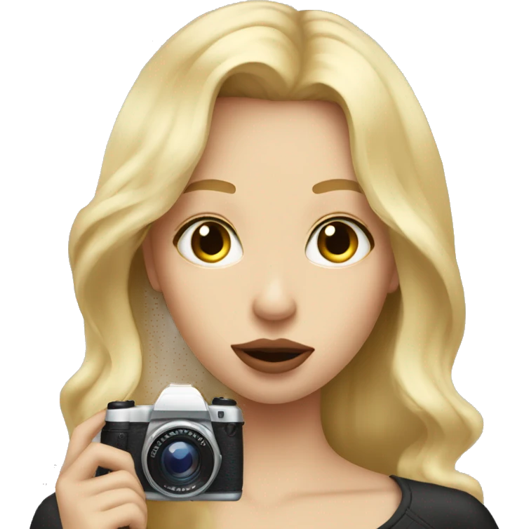 Blonde hair girl with big lips and photo camera  emoji