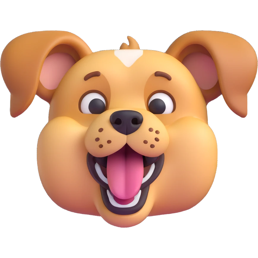 a dog making a silly face, 3D emoji style emoji