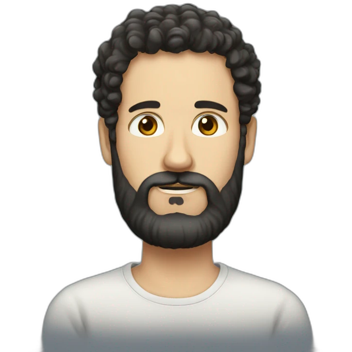 white man, black beard and short curly hair, russian,  emoji