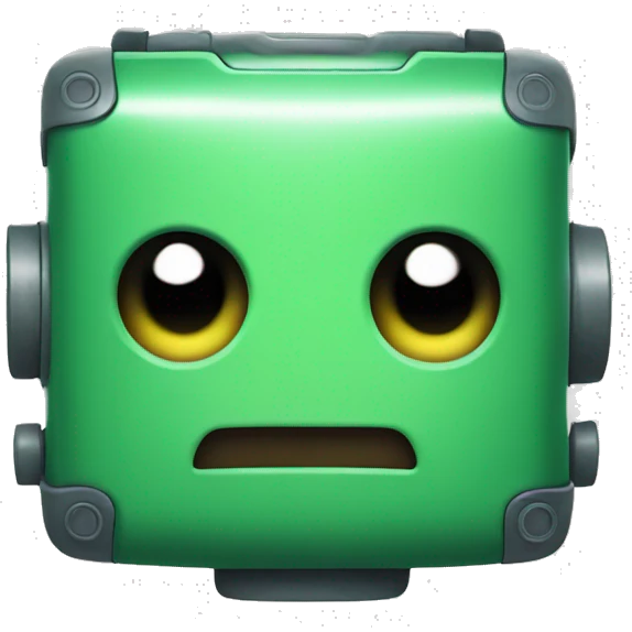 Green square robot kawaii face emoji