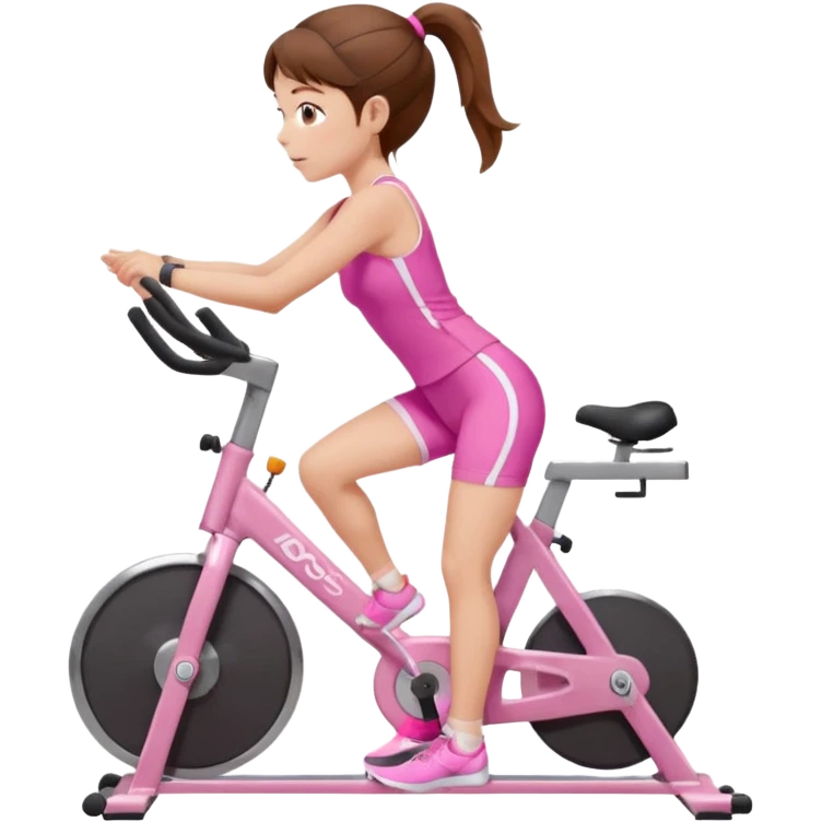 девочка шатенка занимается пилатесом в розовой форме в коротких велосипедках emoji