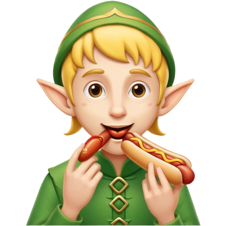 Elf eating a hotdog emoji