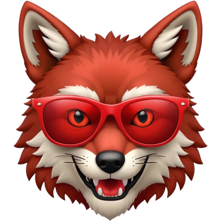 Evil Scary Red Wolf wearing sunglasses emoji