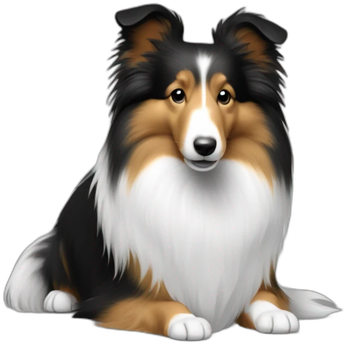 sheltie black white only emoji