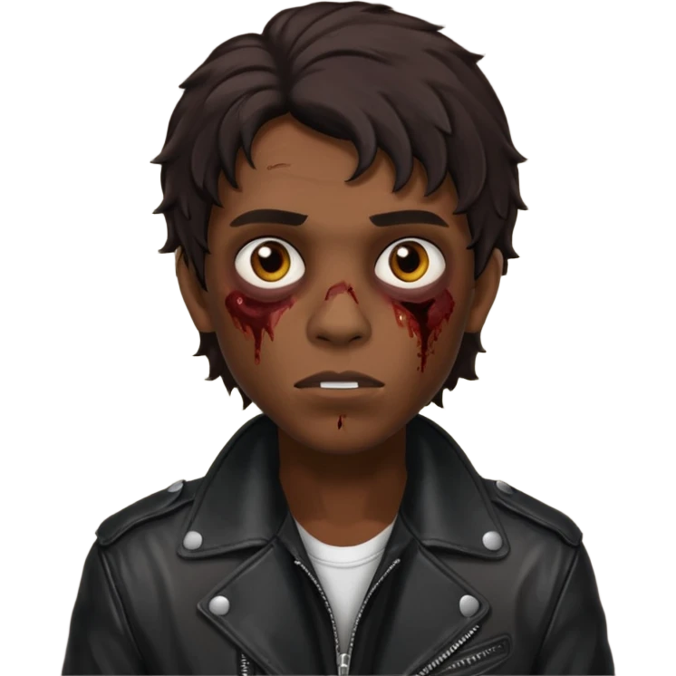 это должен быть юноша, одет в черную кожаную куртку, глаза цвета хамелион, но более коричневые, выглядит как зомби и еще средней длинны волнистые кудрявые волосы темно коричневого цвета, также добавь темный оттенок на задней фон emoji