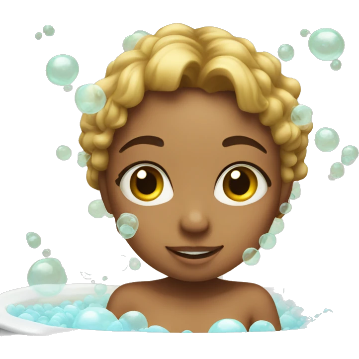 Girl in a tub full of bubbles. Show the tub emoji