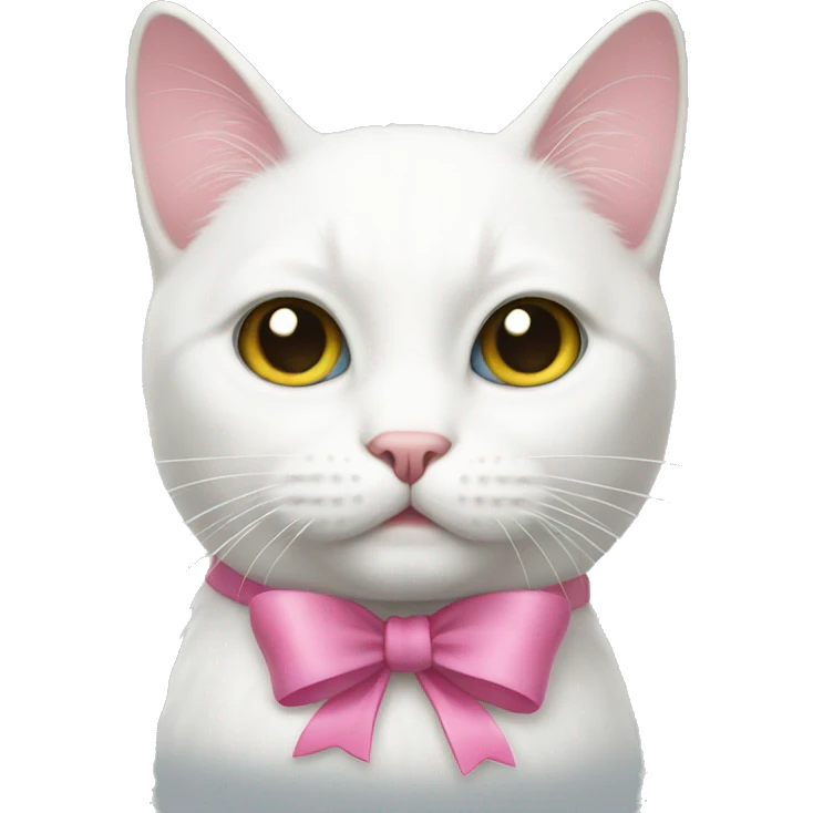 White cat with pink bow emoji