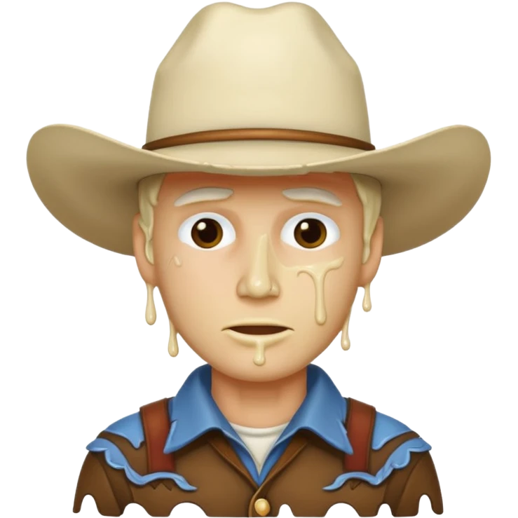 Cowboy with cream all over face and dripping emoji