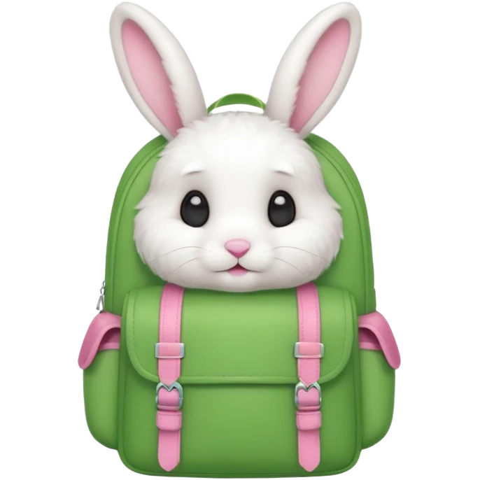 baby white rabbit wear green backpack emoji