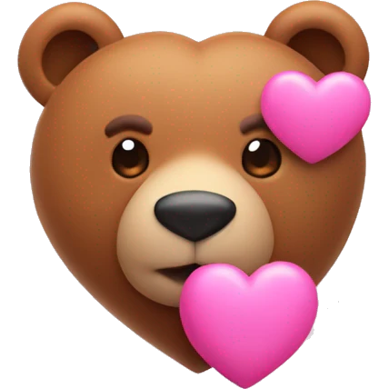 Pink heart with bear emoji
