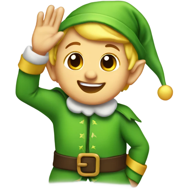 Happy Elf douche colors, waving emoji