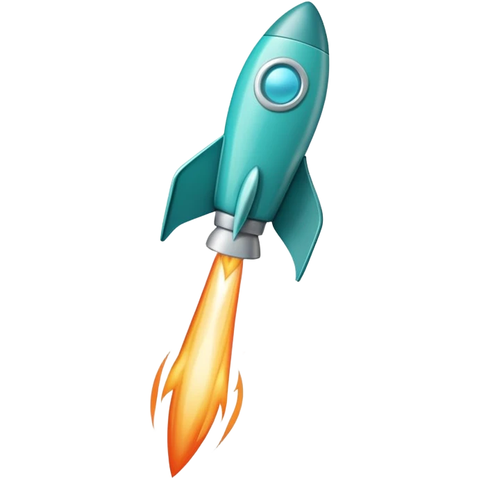 a little teal colored spoon that looks like a rocket ship blasting off emoji