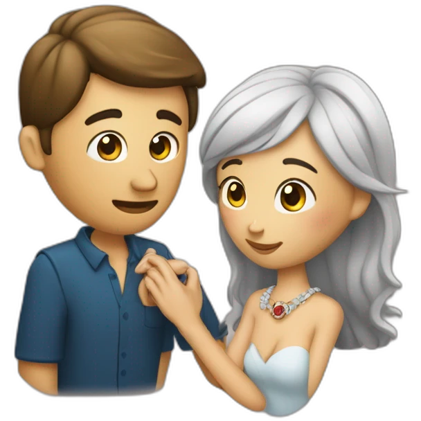 UN HOMME QUI MET UNE BAGUE DANS LE DOIGT de la femme emoji