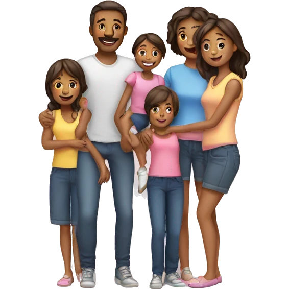 Famille de 5 personnes avec 3filles emoji