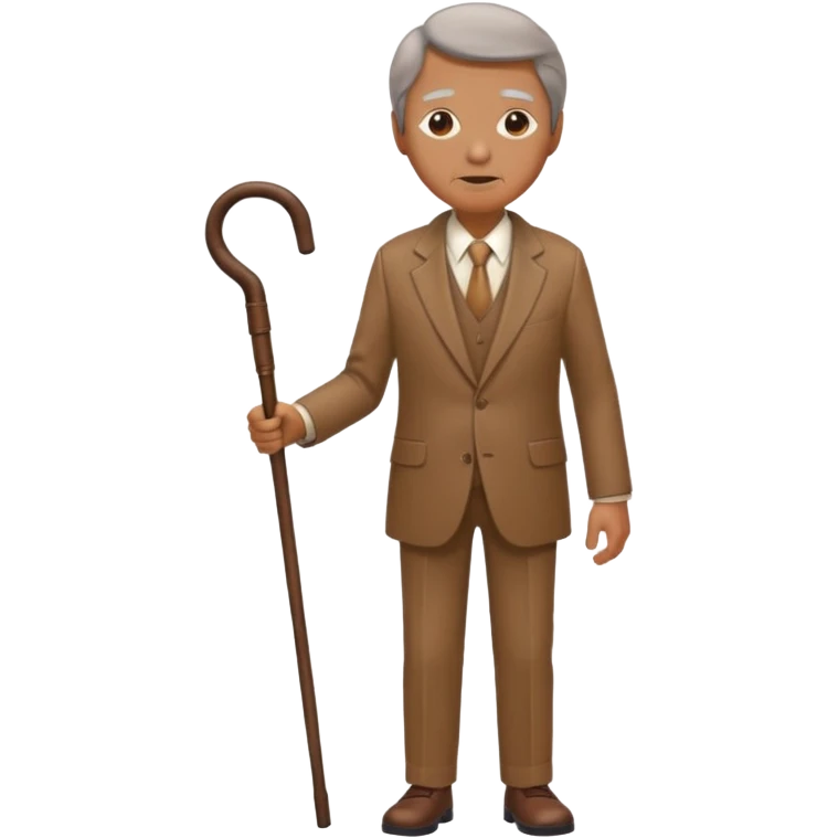 give me a suit only the clothes the old one brown color with a stick emoji