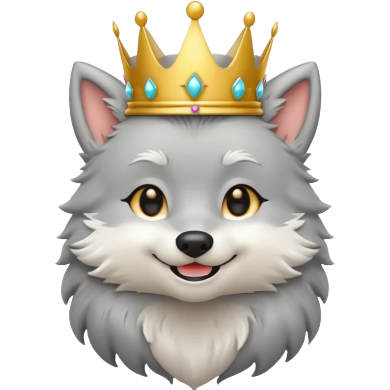 chibi wolf with crown emoji
