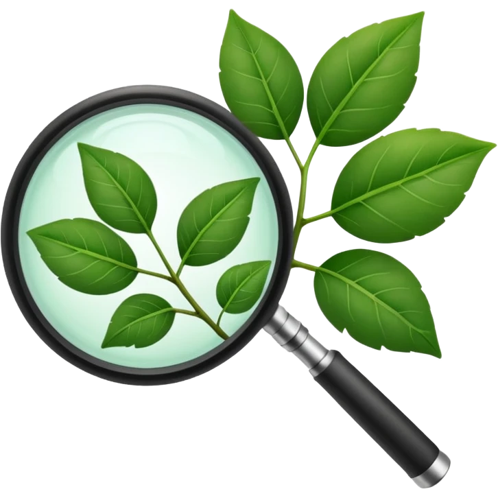 eine Pflanze mit einer Lupe kontrolliert bzw gecheckt wird ohne mensch emoji